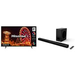 Hisense 65E77HQTUK QLED Gaming Series 65-inch 4K UHD Dolby Vision HDR Smart TV with YouTube, Netflix,Disney HS218 2.1ch Sound Bar with Wireless Subwoofer, 200W