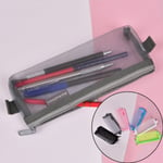 Clear Exam Pencil Case 20cm Transparent Simple Mesh Zipper Stati Pink