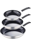 Smart Forged Aluminium Non-stick Frying Pan Set of 3 Silver/Black