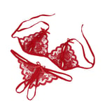 Moent Lace Underwear Set,Women Lady Sexy Lingerie Underwear Sleepwear G-string Lingerie,Valentine's Day Intimates(Red,M)