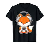 Gaming Cute Kawaii Fox with Headphones Gamer Videogame Boys T-Shirt