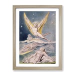 Night Startled By The Lark By William Blake Classic Painting Framed Wall Art Print, Ready to Hang Picture for Living Room Bedroom Home Office Décor, Oak A4 (34 x 25 cm)