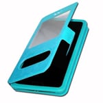 Turkosblått skal till HTC Desire 20 Pro Extra Slim X2 Kvalitet eko läder fönster magnetisk stängning och sömmar