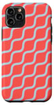 Coque pour iPhone 11 Pro Red Grey Wavy Lines Curve Row Sound Wave Retro Pattern