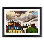 Rooftops And Clouds In Paris By Henry Lyman Sayen Classic Painting Framed Wall Art Print, Ready to Hang Picture for Living Room Bedroom Home Office Décor, Black A4 (34 x 25 cm)