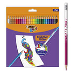 BIC Kids Evolution Illusion Erasable Coloured Pencils - Assorted Colours, Pack of 24