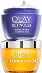 Olay Retinol 24 Night Cream + Vitamin C Face Cream for Women, Moisturiser with A