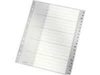 Leitz Plastregister, A-Z, A4 Extra Bred, 20 Delar Grå, Pp, 0,12 Mm, Med Överskrivningsbart Försättsblad Av (1260-00-00)
