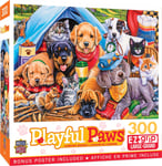 MasterPieces 31724 Camping Buddies Playful Paws EZ Grip Puzzle, 300-Piece, 18"x2