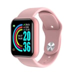 Motion tracker Smart Watch Women Men Smartwatch For Android IOS Electronics Smart Clock Fitness Tracker Silicone Strap Smart watch Hours (Color : Pink)