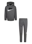 Nike Infant Boys Club Overhead Hoody And Jogger Set - Dark Grey, Grey, Size 24 Months