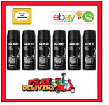 6 x 150ml Axe  Black Deodorant Bodyspray.  Frozen Pear & Cedarwood