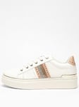 Quiz Rose Gold Faux Leather Trim Trainers, Light Pink, Size 6, Women