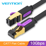 Vention Câble Ethernet Cat7 RJ45 Lan Cable SSTP Réseau Internet 5m 10m 20m Câble de cordon de raccordement pour routeur PC Câble Ethernet pour ordinateur portable, Cat7 Flat Black- 1.5M- Bundle1