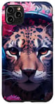 Coque pour iPhone 11 Pro Max Cute Anime Gamer Cheetah Gaming Casque Rose Fleurs Art