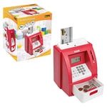 Idena 50061 Tirelire numérique Automatique avec Son Rouge, Carte de crédit protégée par Code PIN, Compteur de pièces et Nombreuses Fonctions, env. 21,8 x 16 x 14,5 cm