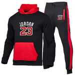 ZGRW Ensemble de survêtement pour homme avec sweat-shirts à capuche et pantalon 23# Jordan Basketball Sportswear Casual Sports Jogging à capuche Pantalon Noir A-L