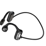 balikha Open Ear Bone Conduction Headphones with Built-in Sweatproof Microphone for Workouts Running Music Cycling - Black