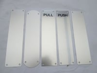 IRONMONGERY WORLD®12" Satin Aluminium Push Pull Finger Plate Door Push Pull Plates for Workplace Office Shops ETC (Radius Corner)