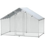 Chicken Coop Outdoor Run 3x1,7x1,9 m med lås Galvaniserat stål hönshus med vattentätt, anti-UV tak utomhus fjäderfähus för hönsb