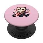 Adorable Owl Riding Go-Kart Cute On Pink PopSockets Swappable PopGrip