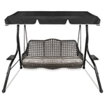 Replacement Canopy for Garden Swing Seat, Swing Canopy Cover 3 Seater, Patio Hammock Swing Chair Top Cover Outdoor (Black, L:76.7L x 49.2W x 5.9H inch)