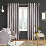 Catherine Lansfield Geo Cut Velvet 90x90 Inch Eyelet Curtains Two Panels Silver Grey