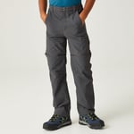 Regatta Kids Water-repellent Highton Stretch Zip Off Walking Trousers Seal Grey, Size: 5-6 yrs