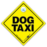 Dog Taxi Sign, Dog On Board Sign, Suction Cup Car Window Sign for Cannine Passengers, Yellow and Black Baby On Board Style Sign for Dogs in The Car