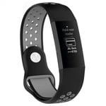 Fitbit Charge 3 / Charge 4 - Silikone armbånd - Color Design - Str. S - Sort/Grå