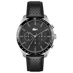 Lacoste Chronograph Quartz Watch for Men with Black Leather Strap - 2011109