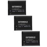 EXTENSILO 3x Batteries compatible avec Panasonic Lumix DMC-TZ60, DMC-TZ61, DMC-ZS100K, DMC-ZS30 appareil photo, reflex numérique (1050mAh, 3,7V, Li-ion)