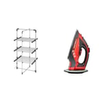 Black+Decker 63099 3-Tier Heated Clothes Airer Aluminium, Cool Grey, 140cm x 73cm x 68cm & Morphy Richards EasyCHARGE Cordless Iron, Precision Tip, Ceramic Soleplate, Anti Scale, Anti Drip