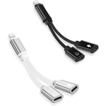 iPhone-hörlursadapter och splitter 2-pack iPhone-adapter till dubbla Lightning-portkabelomvandlare Kompatibel med iPhone 12/14/14 Plus/13/13 Pro/11