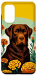 Coque pour Galaxy S20 Chocolate Lab Art Labrador Retriever Marigolds Marron