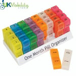 One Month Pill Tablet Container Box 32 Day Organiser 64 Compartments Am