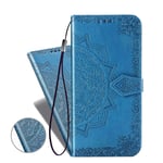 COTDINFORCA Huawei Y5P Case Flip for Girls,Wallet Cover Bookstyle Pu Leather Flip Magnetic Strap Retro Elegant Shockproof Slim Stand Case For Huawei Y5P Half Mandala Blue SD
