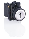 Schneider Electric Harmony push button complete with spring return and flat touch surface in white with black arrow 1xno xb5aa3341