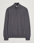 Piacenza Cashmere Merino Wool Crew Neck Half Zip Charcoal