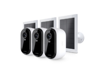 Arlo Essential - 2:a generationen - nätverksövervakningskamera - utomhusbruk, inomhusbruk - vädertålig - färg (Dag&Natt) - 4 MP - 2560 x 1440 - ljud - trådlös - Wi-Fi - med 3 Solar Panel Chargers (paket om 3)