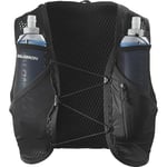 Salomon Active Skin 8 Unisex Running Hydration Vest Hiking Trail With Flasks Included, Easy Hydration, 8L Precision Fit, and Optimized Storage, Black, XL