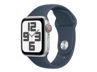 Apple Watch SE (GPS + Cellular) - 2a generation - 40 mm - silveraluminium - smart klocka med sportband - fluoroelastomer - stormbl¨ - bandstorlek: S/M - 32 GB - Wi-Fi, LTE, Bluetooth - 4G - 27.8 g