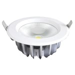 Outlet: V-Tac 10W LED downlight - Hål: Ø12 cm, Mål: Ø13.5 cm, 230V - Dimbar : Inte dimbar, Kulör : Kall