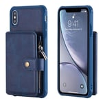 Apple iPhone Xs Max zipper leather case - blue Blå