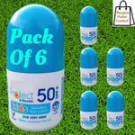 6 Pack SPF 50+ Sensitive Kids Roll-On Sunscreen VEGAN Suncream 50ml Sun Lotion