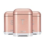 Tower T826015R Kitchen Storage Canisters, Glitz Range, Blush Pink, Set of 3