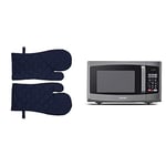 Penguin Home Toshiba 800 w 23 L Microwave Oven with Digital Display, Auto Defrost, One-touch Express Cook 100% Pure Cotton Heat Resistance Plain Navy S/2 Oven Gloves