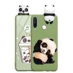 ZhuoFan Case for Samsung Galaxy A40 - Cute 3D Funny Cartoon Character Soft TPU Silicone Samsung A40 Cover Phone Case for Kids Girls, Shockproof Slim Green Panda Skin Shell