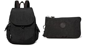 Kipling City Pack, Backpacks Femme, Noir, 18.5x32x37 cm + Creativity L, Pouches/Cases Femme, Black Noir, 4x18.5x11 cm