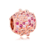 PANDOCCI 2020 Spring Pink Pave Daisy Flower Bead 925 Silver DIY Fits for Original Pandora Bracelets Charm Fashion Jewelry